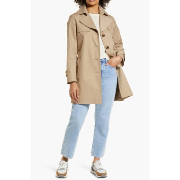 SAM EDELMAN Women's Trench Coat XL Beige Water Repellent NWT MISSING BELT - Picture 2 of 13